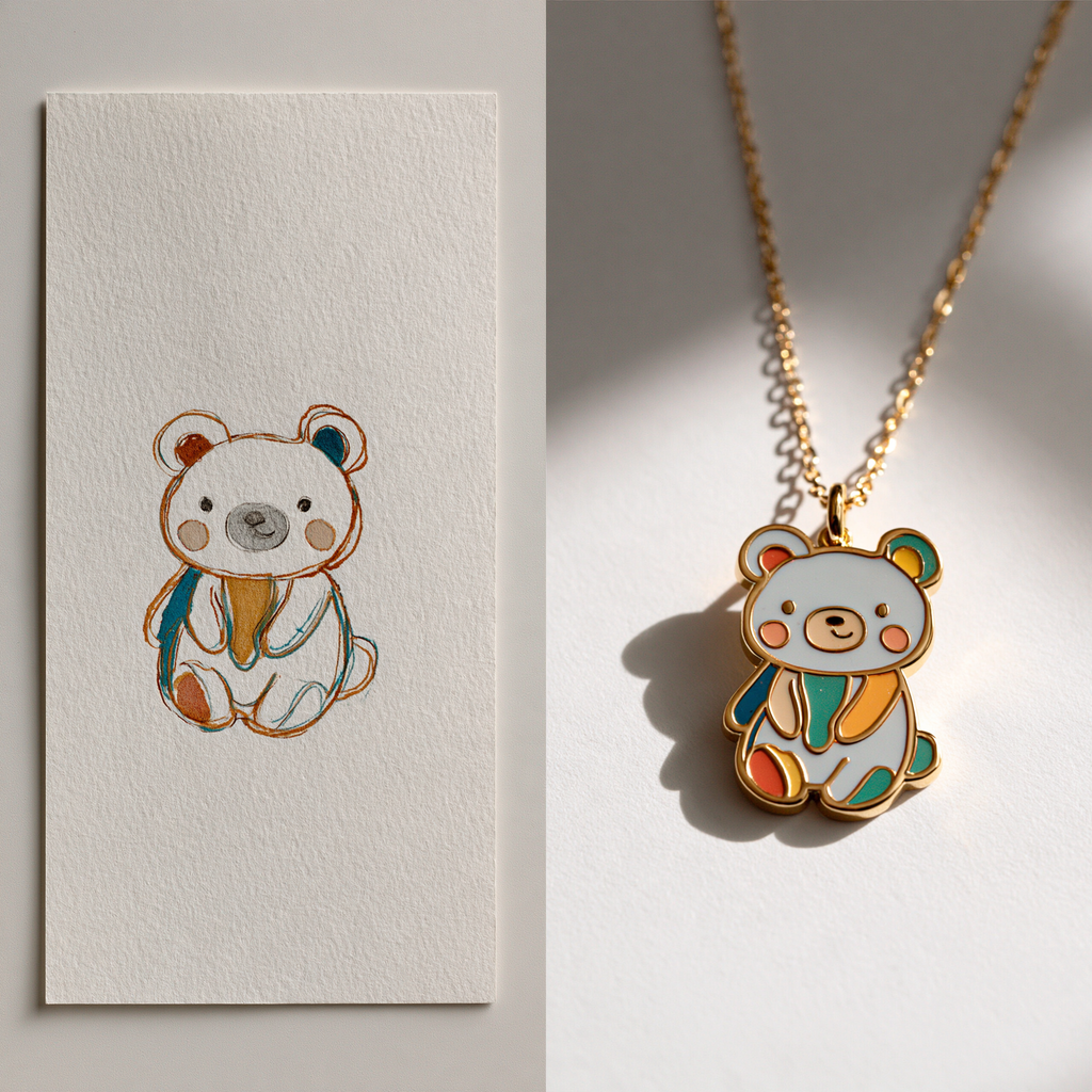 Custom Kids Animal Drawing Necklace | Personalized Artwork Keepsake