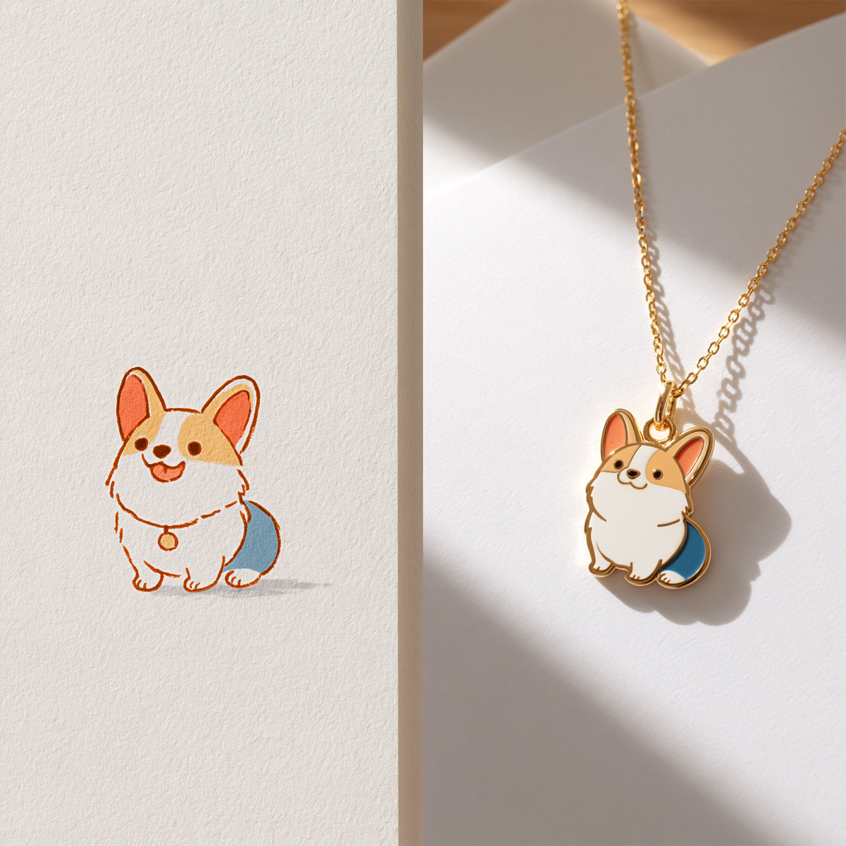Custom Kids Animal Drawing Necklace | Personalized Artwork Keepsake