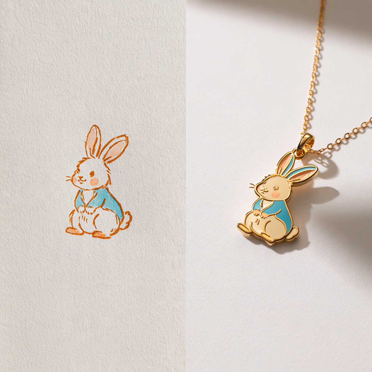 Custom Kids Animal Drawing Necklace | Personalized Artwork Keepsake