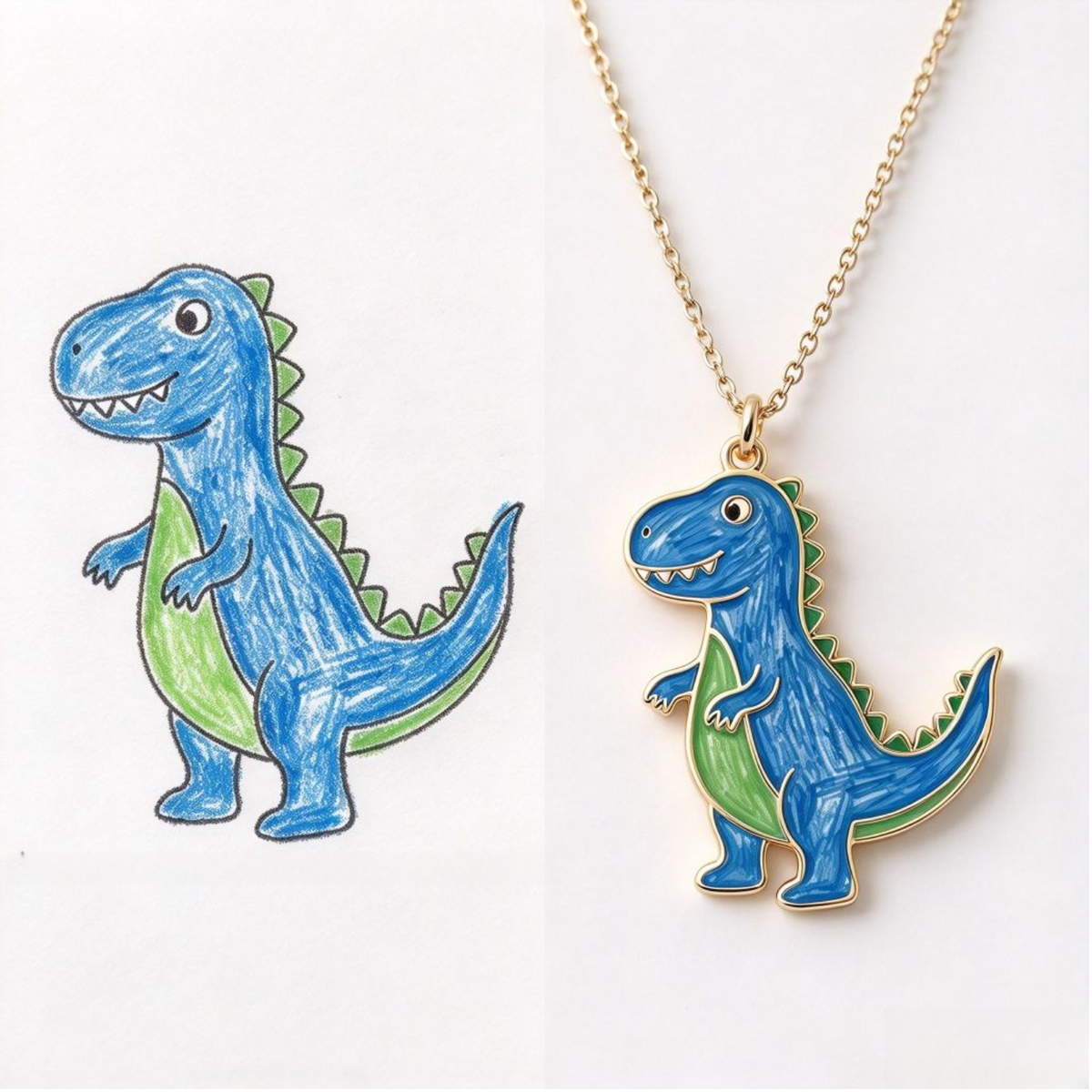 Custom Kids Animal Drawing Necklace | Personalized Artwork Keepsake