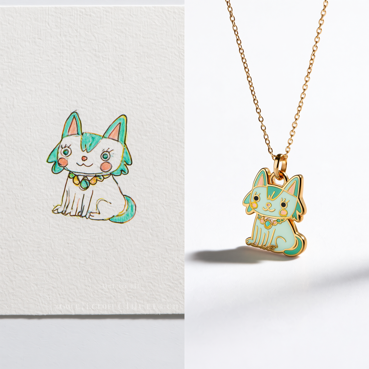 Custom Kids Animal Drawing Necklace | Personalized Artwork Keepsake