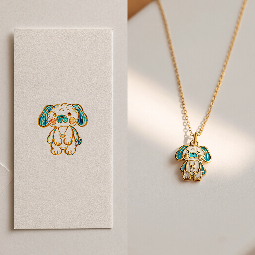 Custom Kids Animal Drawing Necklace | Personalized Artwork Keepsake