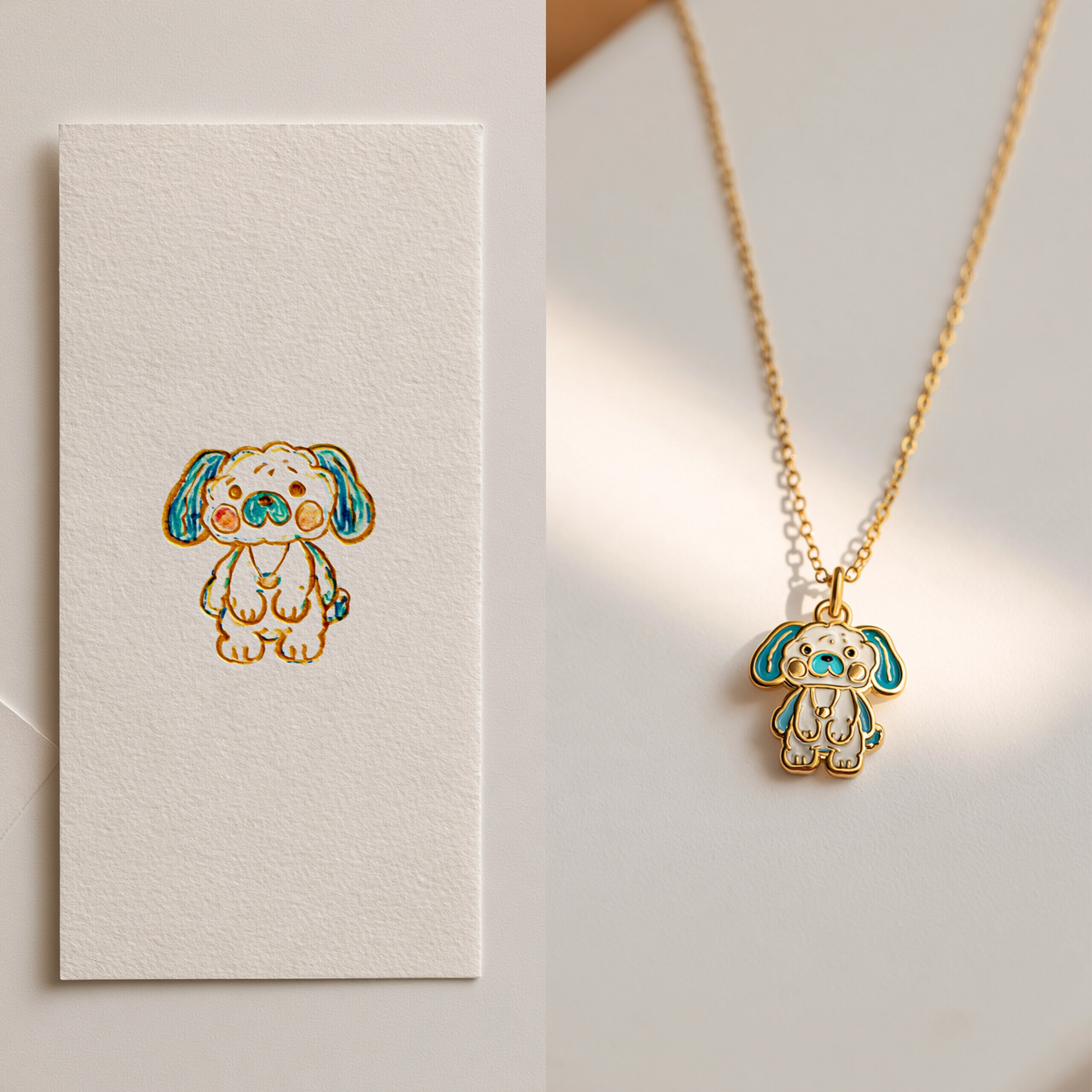 Custom Kids Animal Drawing Necklace | Personalized Artwork Keepsake