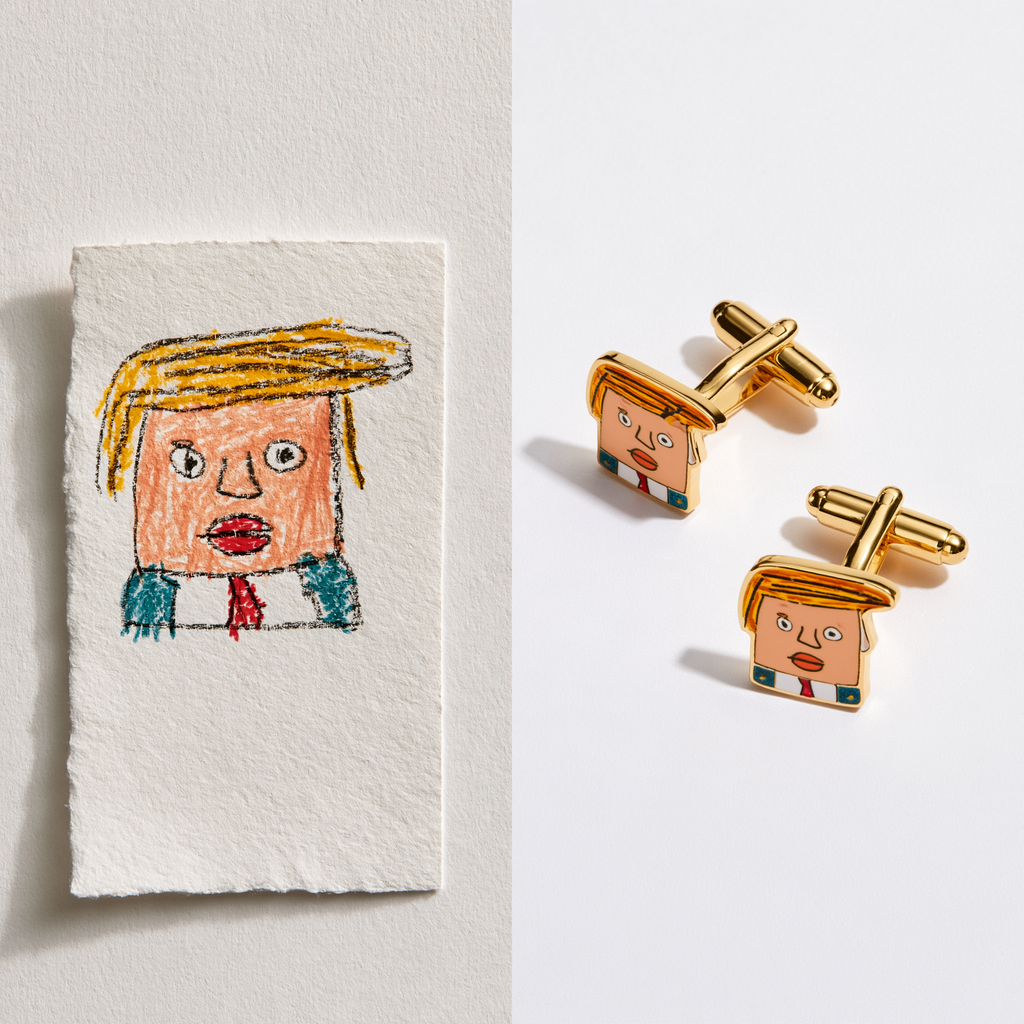 Custom Kids Artwork Cufflinks | Personalized Children Drawing Keepsake Cuff Links