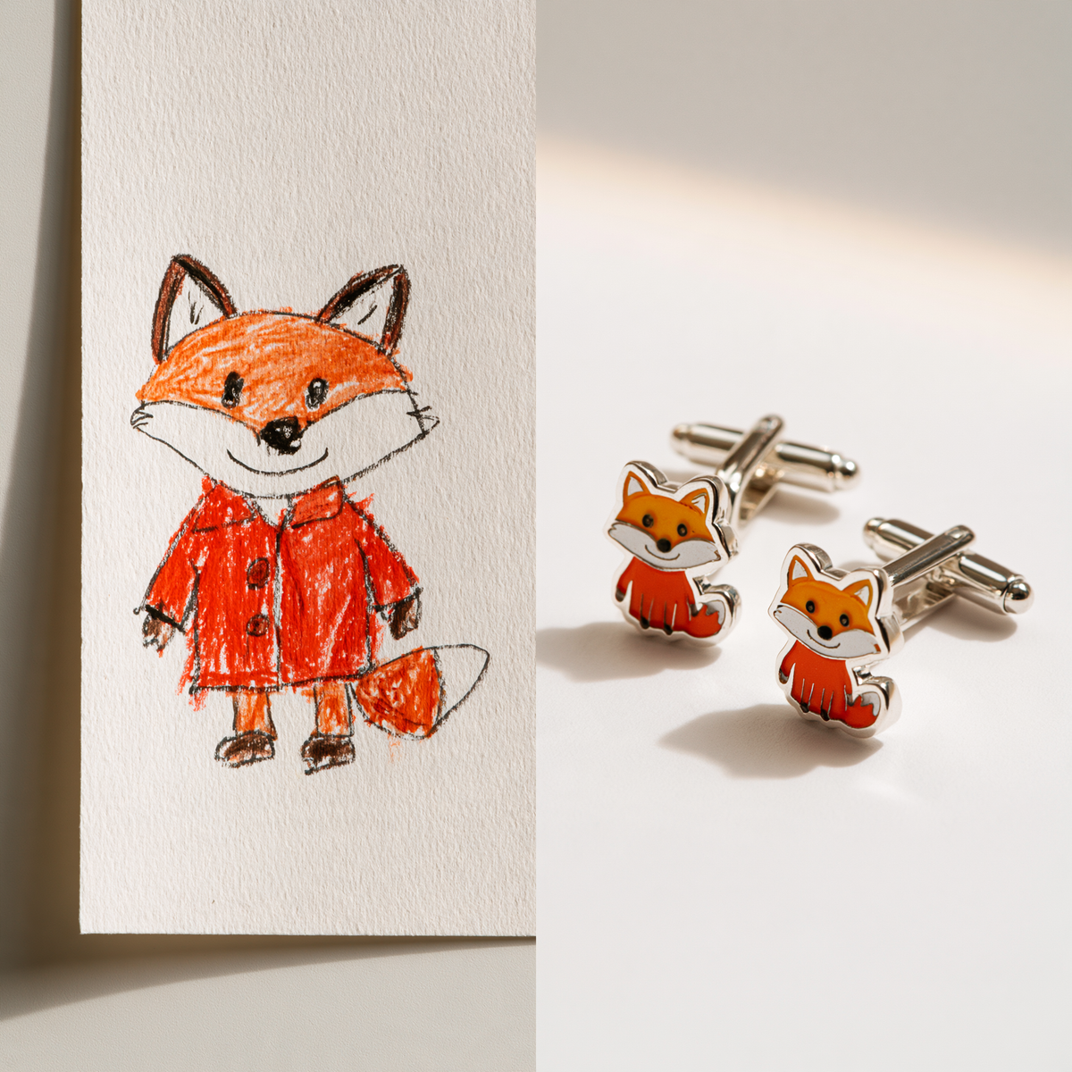 Custom Kids Artwork Cufflinks | Personalized Children Drawing Keepsake Cuff Links
