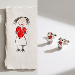 Custom Kids Artwork Cufflinks | Personalized Children Drawing Keepsake Cuff Links