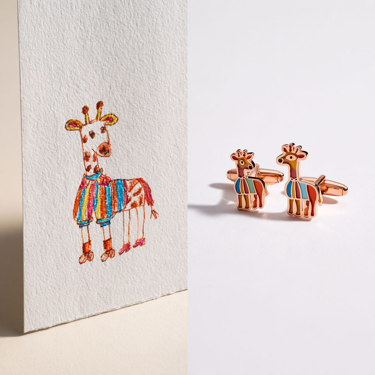 Custom Kids Artwork Cufflinks | Personalized Children Drawing Keepsake Cuff Links