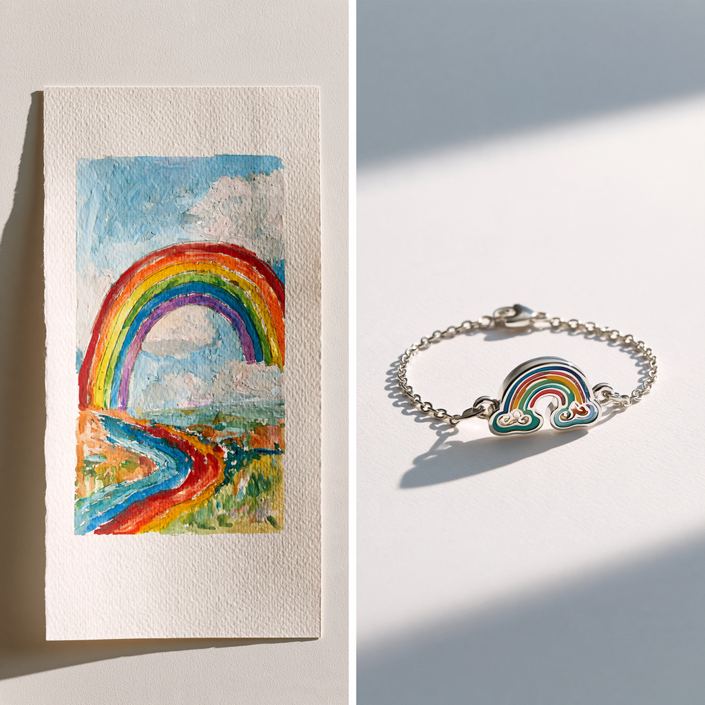 Custom Kids Artwork Bracelet | Personalized Children Drawing Keepsake Bracelet