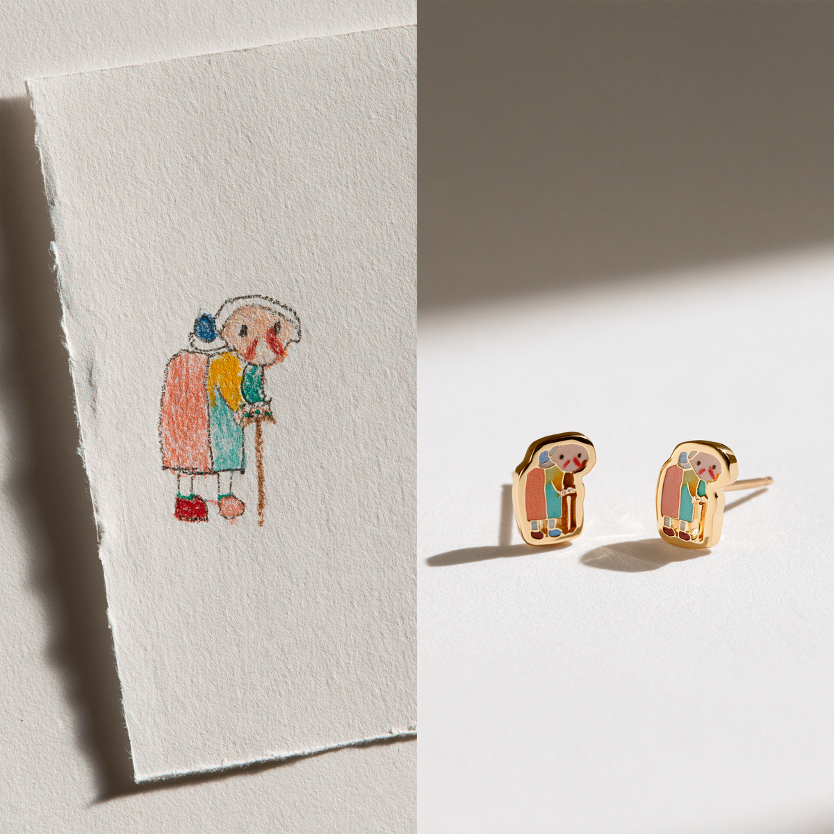 Custom Kids Artwork Stud Earrings | Personalized Children Drawing Keepsake Jewelry