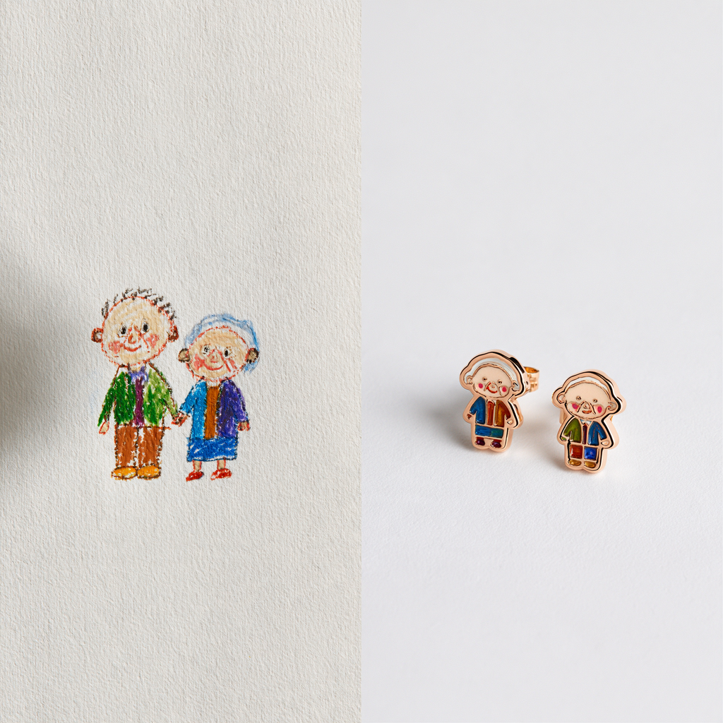Custom Kids Artwork Stud Earrings | Personalized Children Drawing Keepsake Jewelry
