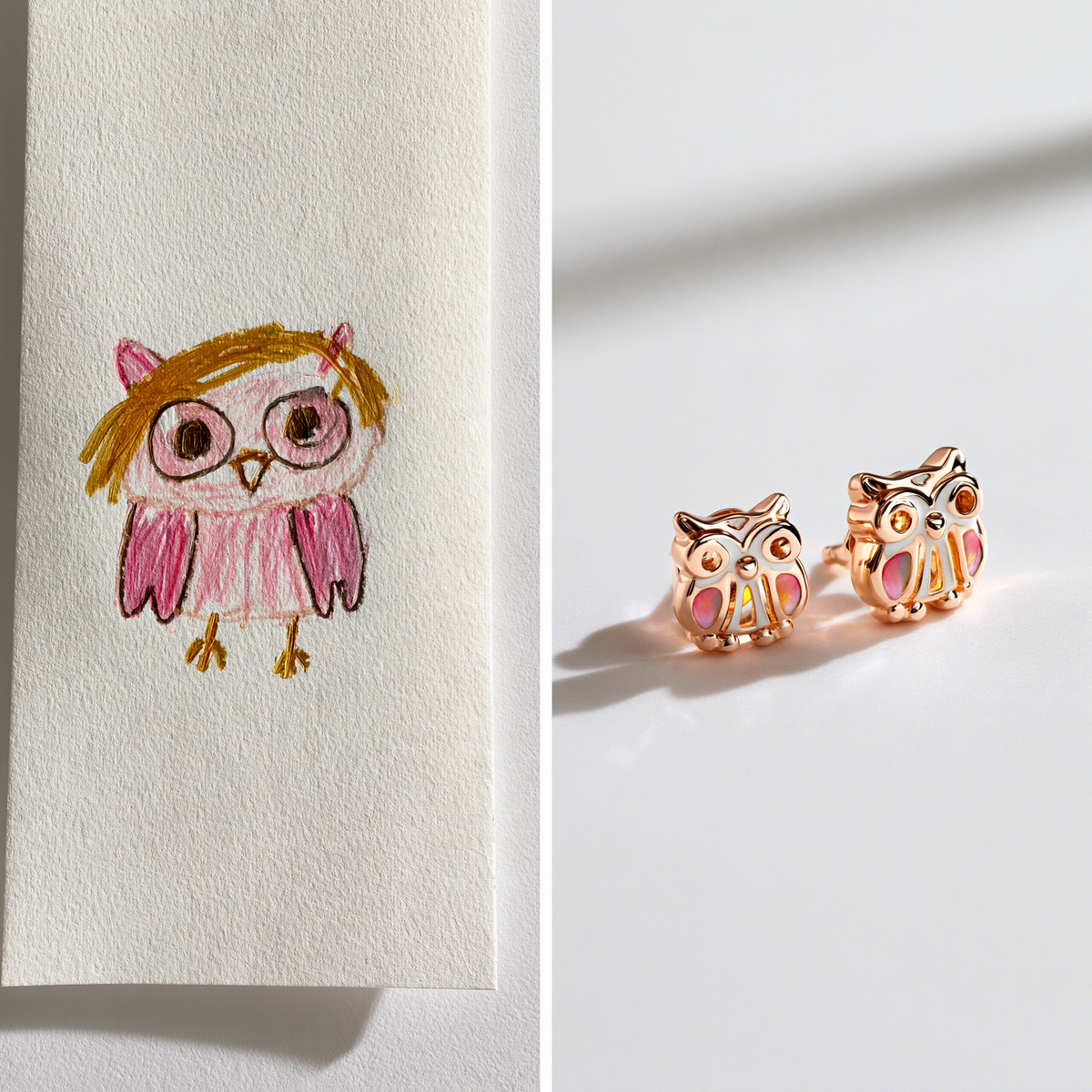 Custom Kids Artwork Stud Earrings | Personalized Children Drawing Keepsake Jewelry