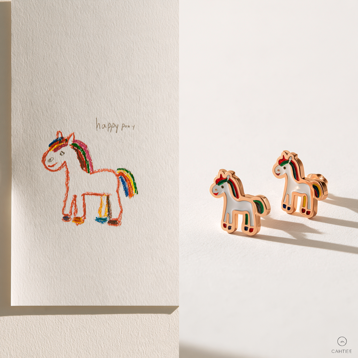 Custom Kids Artwork Stud Earrings | Personalized Children Drawing Keepsake Jewelry