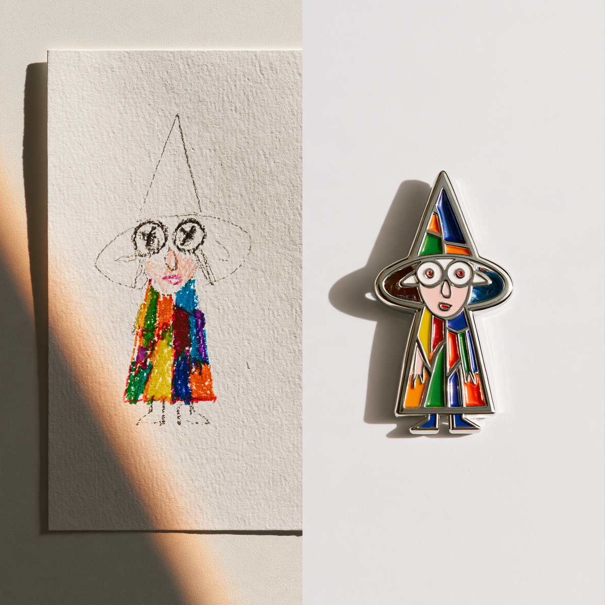 Custom Kids Artwork Brooch | Personalized Children Drawing Keepsake Pin