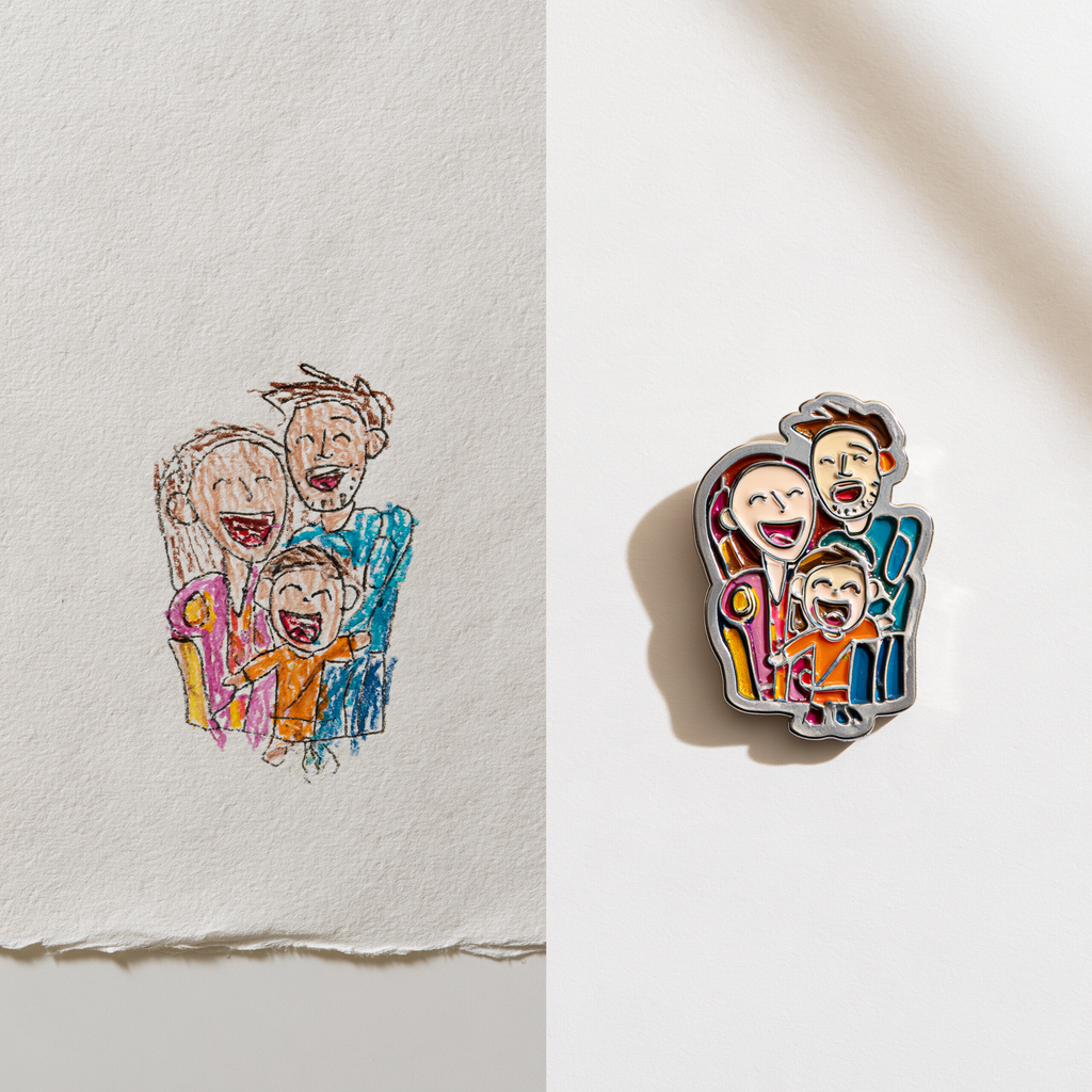 Custom Kids Artwork Brooch | Personalized Children Drawing Keepsake Pin