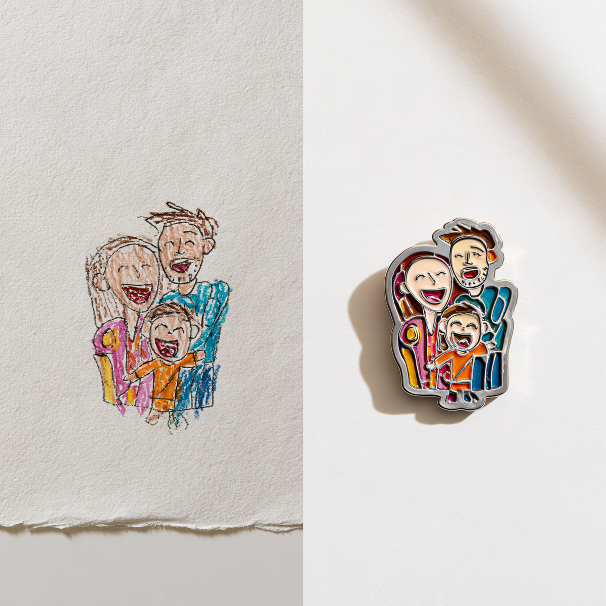 Custom Kids Artwork Brooch | Personalized Children Drawing Keepsake Pin