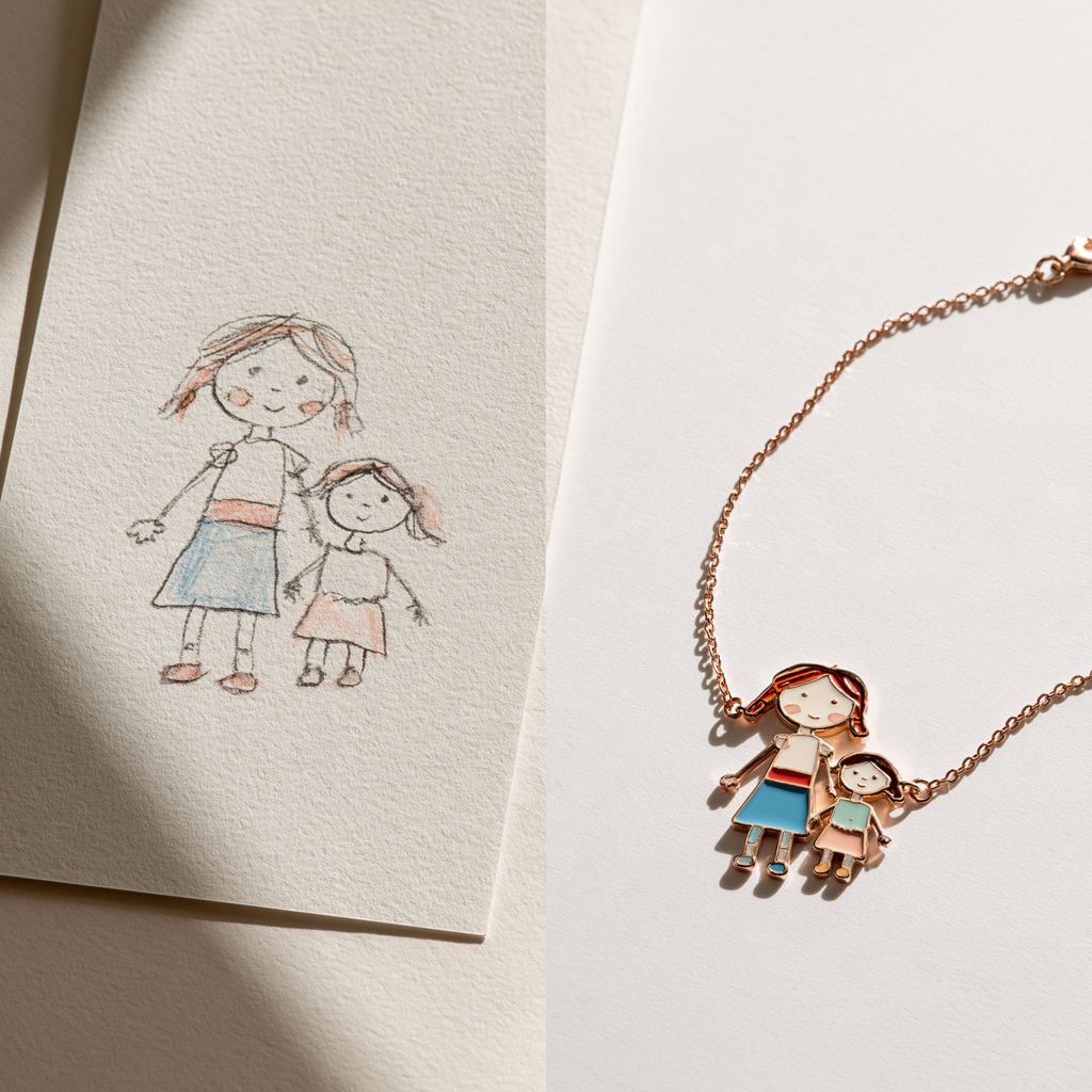 Custom Kids Artwork Bracelet | Personalized Children Drawing Keepsake Bracelet