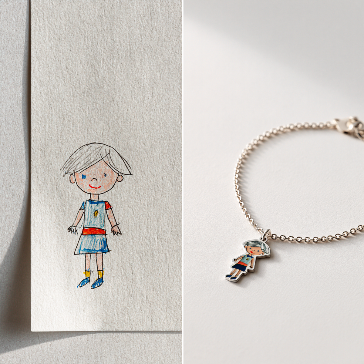 Custom Kids Artwork Bracelet | Personalized Children Drawing Keepsake Bracelet