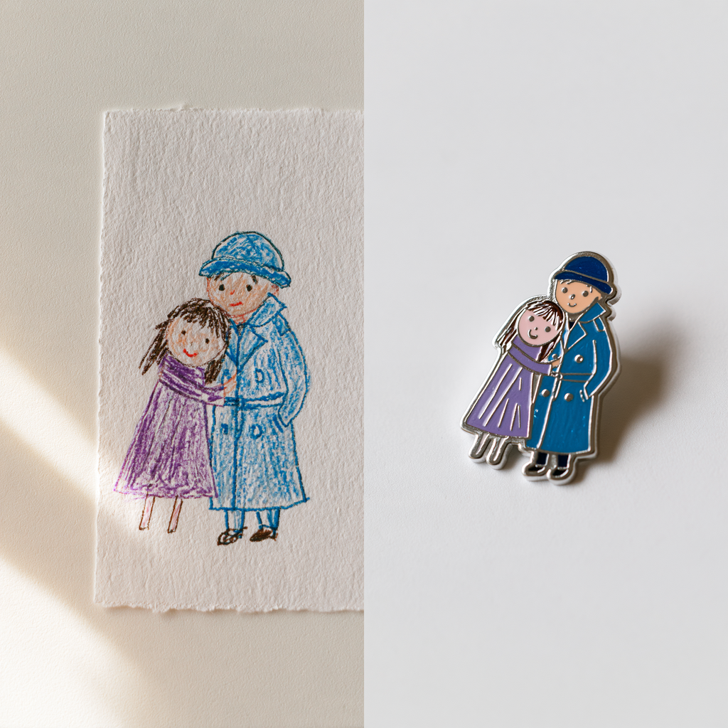 Custom Kids Artwork Brooch | Personalized Children Drawing Keepsake Pin