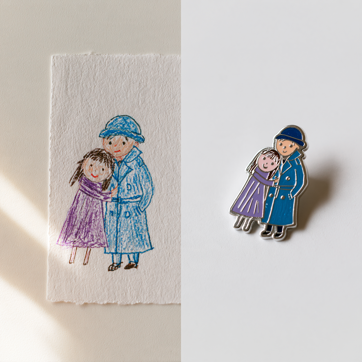 Custom Kids Artwork Brooch | Personalized Children Drawing Keepsake Pin