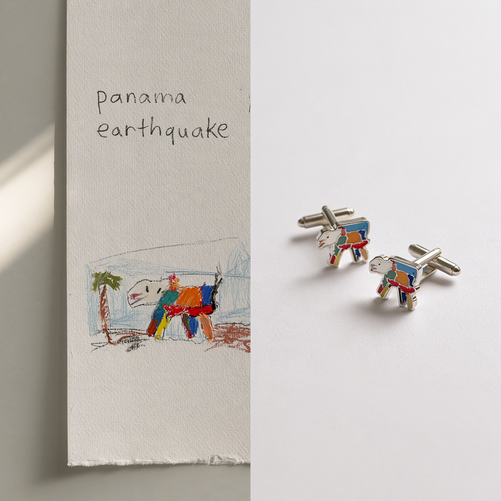 Custom Kids Artwork Cufflinks | Personalized Children Drawing Keepsake Cuff Links