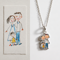 Custom Family Drawing Necklace | Multi-Person Color Enamel Pendant