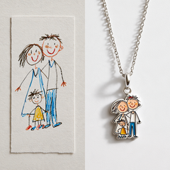Custom Family Drawing Necklace | Multi-Person Color Enamel Pendant